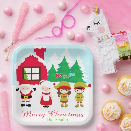 Rode peperkoek huis decoreren kerstfeest papieren bordje (Feest)