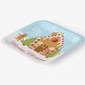 Rode peperkoek huis decoreren kerstfeest papieren bordje (Gebogen)