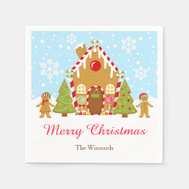 Rode peperkoek huis decoreren kerstfeest servet