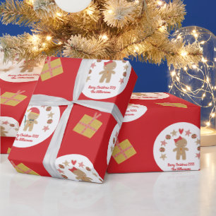 Rode Peperkoek Koekje Script Aangepaste Naam Schat Cadeaupapier