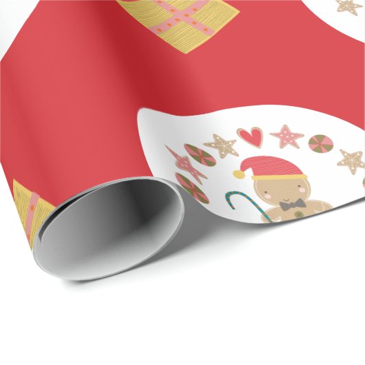 Rode Peperkoek Koekje Script Aangepaste Naam Schat Cadeaupapier (Rol Hoek)