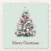 Rode pepermunt kerstboom kartonnen onderzetters (Voorkant)