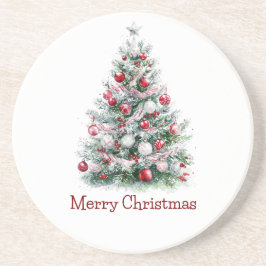 Rode pepermunt kerstboom zandsteen onderzetter