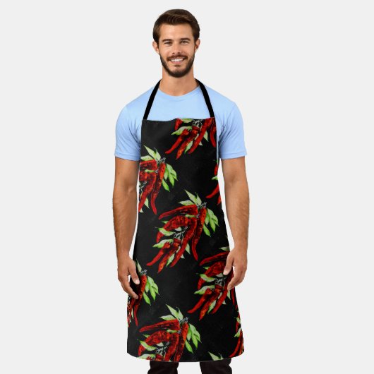 rode pepers All-Over Print Apron Schort (Gedragen)