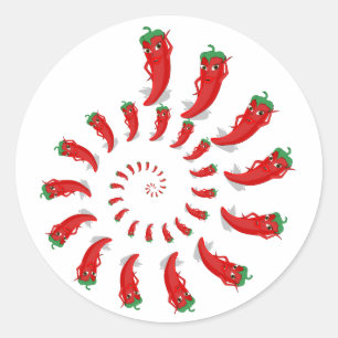 Rode pepper diva spiraalvormige klastische ronde s ronde sticker