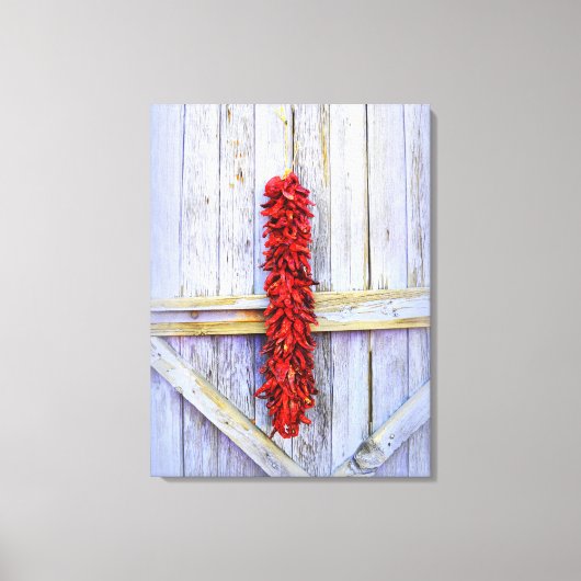 Rode Pepper Rista op Paarse Deur in New Mexico Canvas Afdruk (Voorkant)