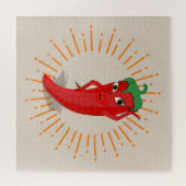 Rode pepperdiva met  zonnestraaltekening legpuzzel (Horizontaal)