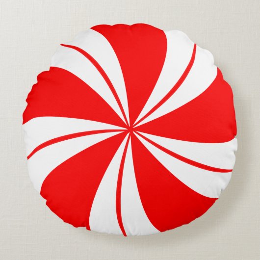 Rode peppermint-Snoep kerst Rond Kussen (Voorkant)