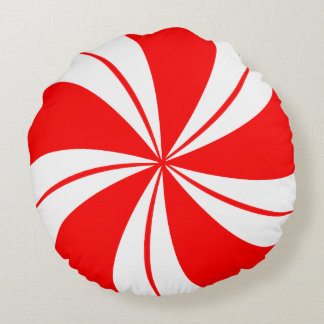 Rode peppermint-Snoep kerst Rond Kussen