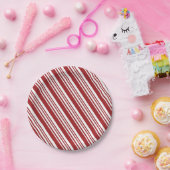 Rode peppermint Stripe Papieren Bordje (Feest)