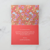 Rode Peranakan bloemen dubbel xi Chinese bruiloft Bedankkaart (Binnen)