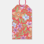 Rode Peranakan bloemen dubbel xi Chinese bruiloft Cadeaulabel (Achterkant)