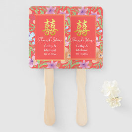 Rode Peranakan bloemen dubbel xi Chinese bruiloft Handwaaier