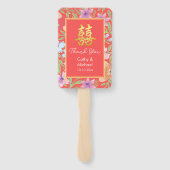 Rode Peranakan bloemen dubbel xi Chinese bruiloft Handwaaier (Achterkant)