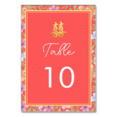 Rode Peranakan bloemen dubbel xi Chinese bruiloft Kaart (Achterkant)