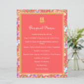 Rode Peranakan bloemen dubbel xi Chinese bruiloft Menu (Staand voorkant)