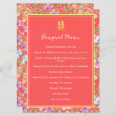 Rode Peranakan bloemen dubbel xi Chinese bruiloft Menu (Voorkant / Achterkant)