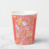 Rode Peranakan bloemen dubbel xi Chinese bruiloft Papieren Bekers (Links)