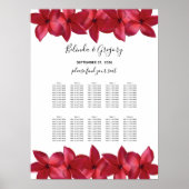 Rode peria Frangipani Wedding Seating Chart Poster (Voorkant)