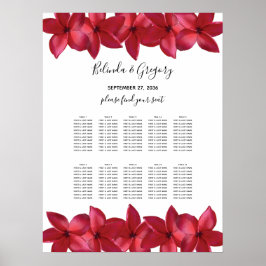 Rode peria Frangipani Wedding Seating Chart Poster