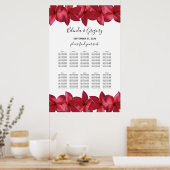 Rode peria Frangipani Wedding Seating Chart Poster (Keuken)