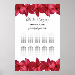 Rode peria Frangipani Wedding Seating Chart Poster