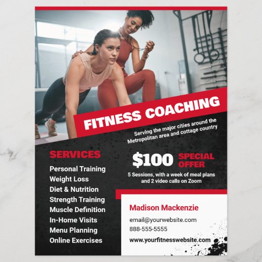 Rode Personal Trainer en Fitness Coaching Flyer (Voorkant)