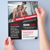 Rode Personal Trainer en Fitness Coaching Flyer (Hand)