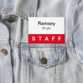 Rode Personeel Pin Back Badge Button 3.5 inch Naam (Insitu)