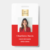 Rode personeelsfoto ID-bedrijfsbeveiliging Badge (Voorzijde)
