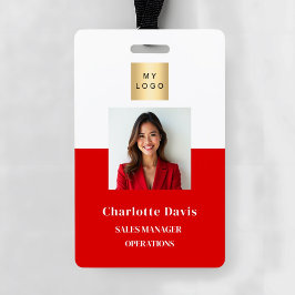 Rode personeelsfoto ID bedrijfsbeveiliging Badge