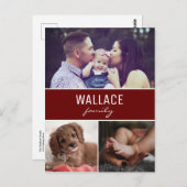 Rode persoonlijke foto, kerst met Collage Briefkaart (Voorkant / Achterkant)