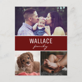 Rode persoonlijke foto, kerst met Collage Briefkaart