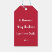 Rode persoonlijke kerstliefde van de Kerstman Cadeaulabel (Achterkant)