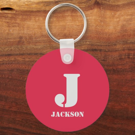 Rode Persoonlijke Monogram Sleutelhanger (Voorkant)