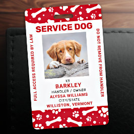 Rode Persoonlijke Pootafdrukken Servicehond Foto I Badge