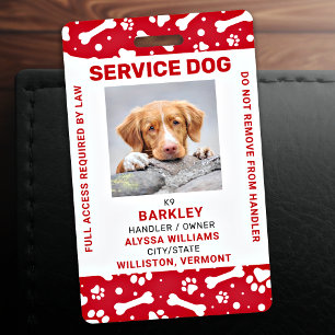 Rode Persoonlijke Pootafdrukken Servicehond Foto I Badge