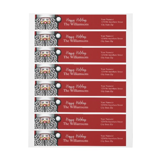 Rode persoonlijke Prettige feestdagen Santa Addres (Vel)