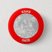 Rode Persoonlijke Ronde Fotolijst Button 5,7 Cm (Voorkant)