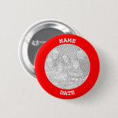Rode Persoonlijke Ronde Fotolijst Button 5,7 Cm (Voorkant /achterkant)