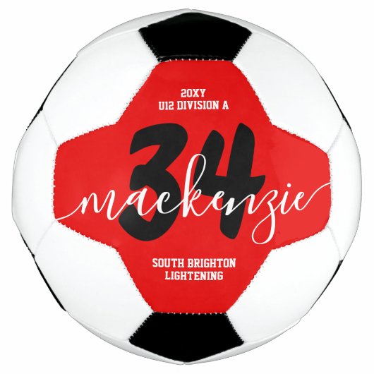 Rode persoonlijke teamkleuren naam Jersey nummer Voetbal (Voorkant)