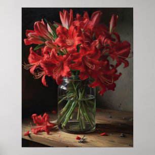 Rode Peruaanse Lelie Bloemen Art Print Poster