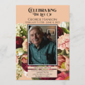 Rode perzik Bloemen Begrafenis Aankondiging (Voorkant)