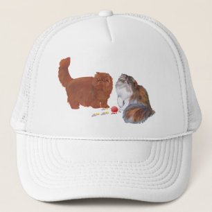 Rode Perzische en Calico Perzische kat met ornamen Trucker Pet