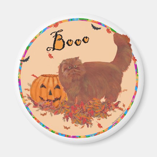 Rode Perzische Kat Halloween Magneet (Voorkant)