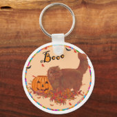 Rode Perzische Kat Halloween Sleutelhanger (Voorkant)
