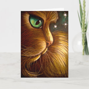 RODE PERZISCHE KAT KERSTKAART FEESTDAGEN KAART
