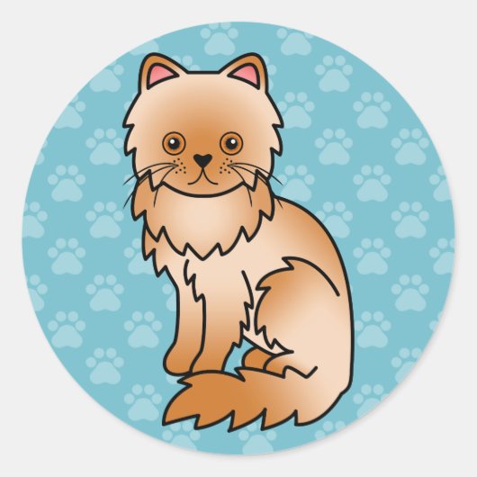 Rode Perzische Kat Ronde Sticker (Voorkant)