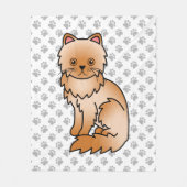 Rode Perzische Moppige Cartoonkat & Pootjes Fleece Deken (Voorkant)