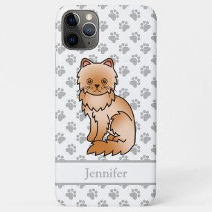 Rode Perzische Mopshond Cute Cartoon Kat & Naam Case-Mate iPhone Case